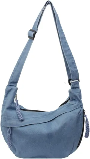 Denim Messenger Bag, Jean Crossbody Bag for Women Men