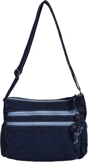 Denim Purse for Women Jean Crossbody Handbags Shoulder Casual Retro Style Lightweight Tote Bag