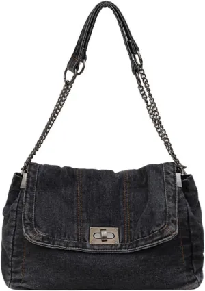 Denim Purse for Women Jean Purses Tote Bag for Womens Handbags Work Bags Jean Shoulder Bag Trendy Crossbody Bags