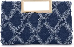 Denim Purses for Women Denim Clutch Purse Retro Denim Tote Bag Denim Crossbody Bag for Casual Formal Wedding