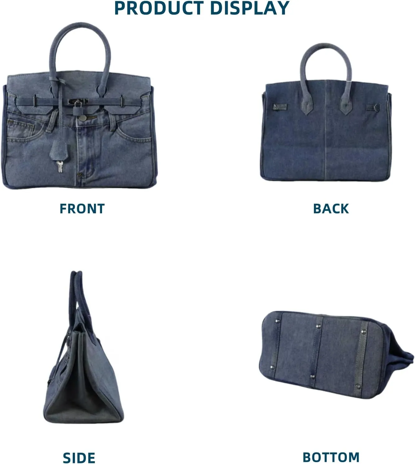 Denim Tote Bag for Women, Large Capacity Crossbody Bag, Casual Beach Purse Bag, Shoulder Bags for Work Travel Daily Matching