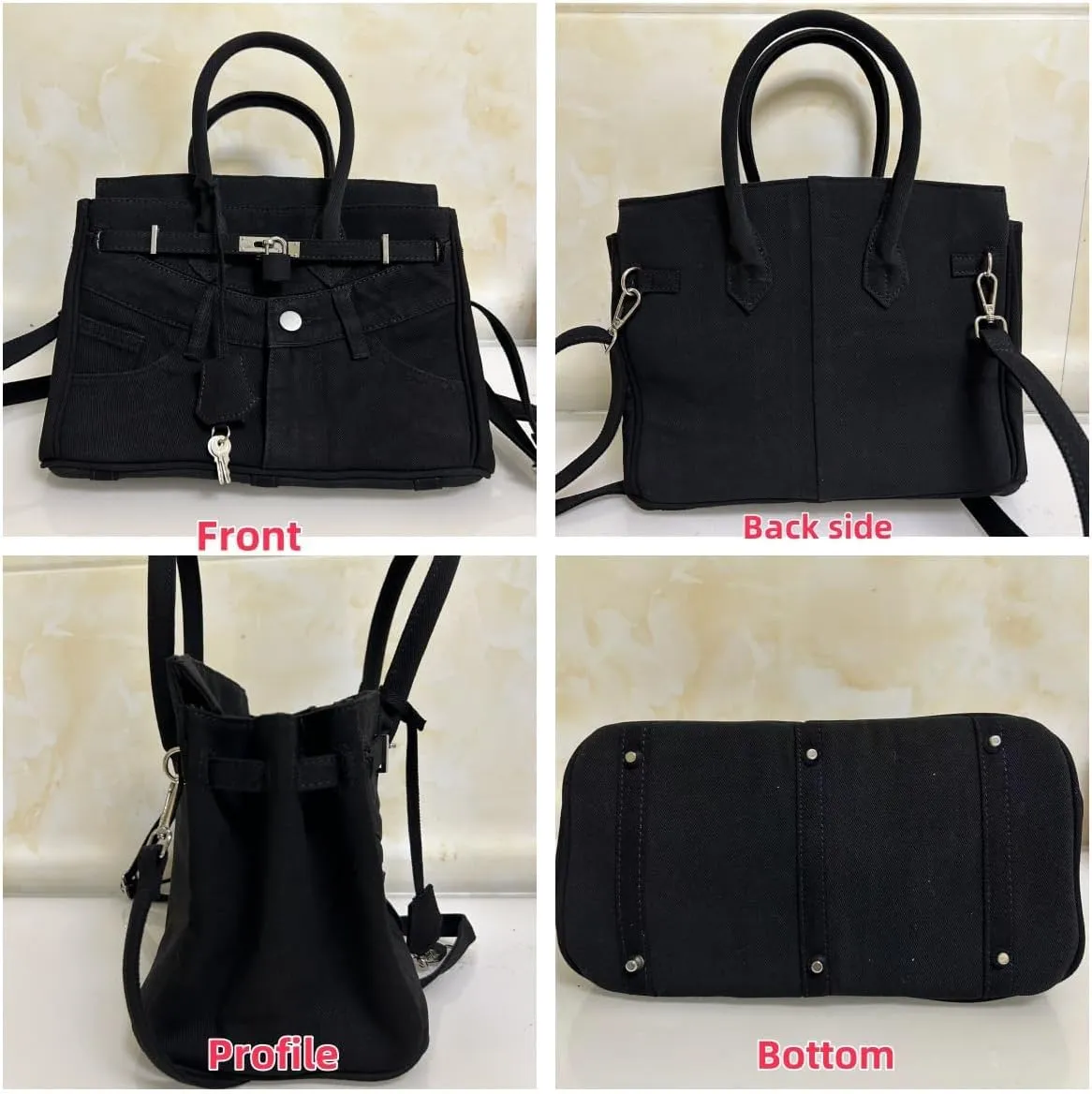 Denim Tote Bag for Women, Large Capacity Crossbody Bag, Casual Beach Purse Bag, Shoulder Bags for Work Travel Daily Matching