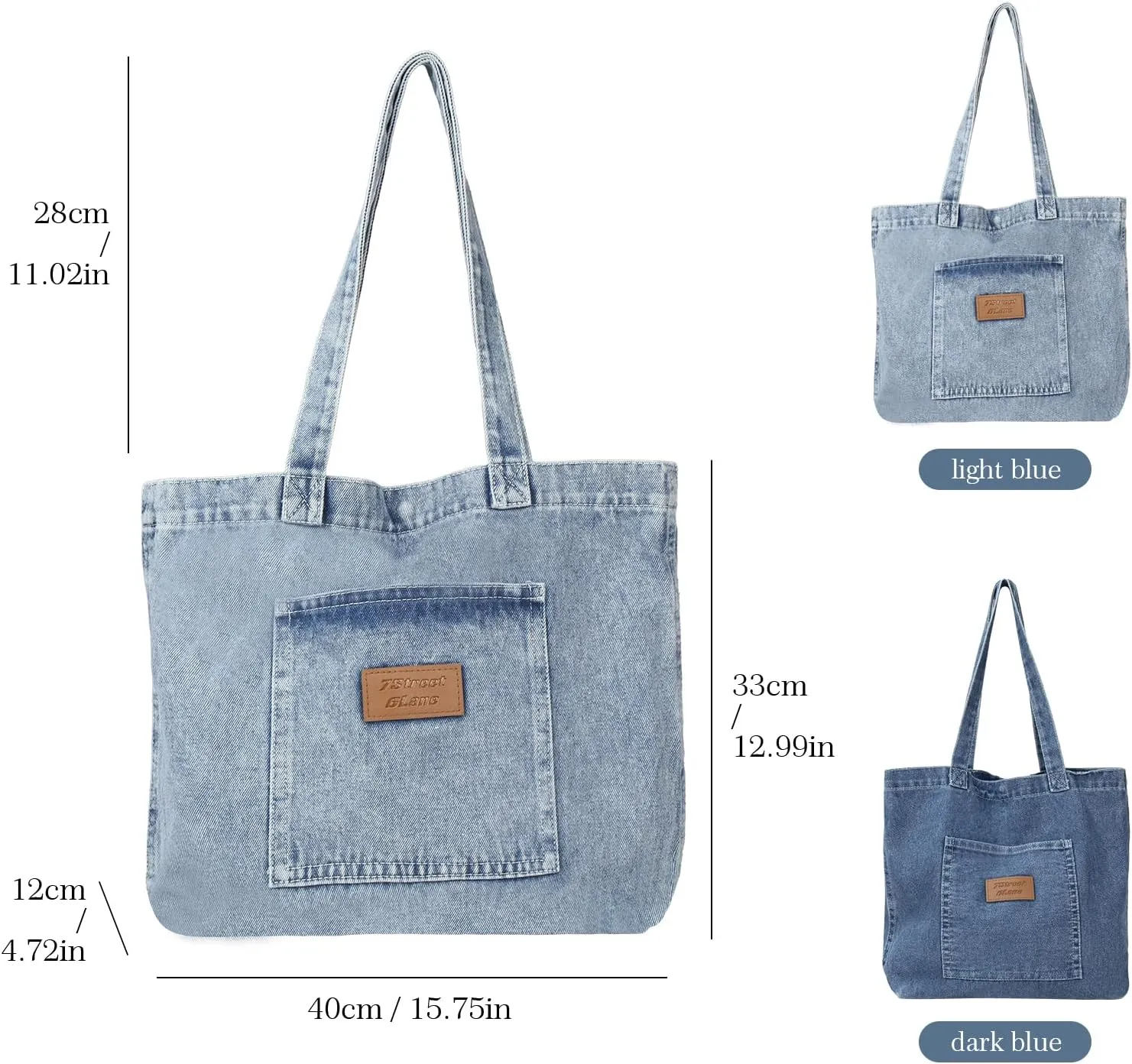 Denim Tote Bag for Women-Shoulder Handbag Perfect for Work Shopping,Hobo Bag