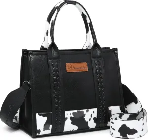 Denim Tote Bag for Women Top Handle Satchel Purse Boho Shoulder Handbags with Wristlet