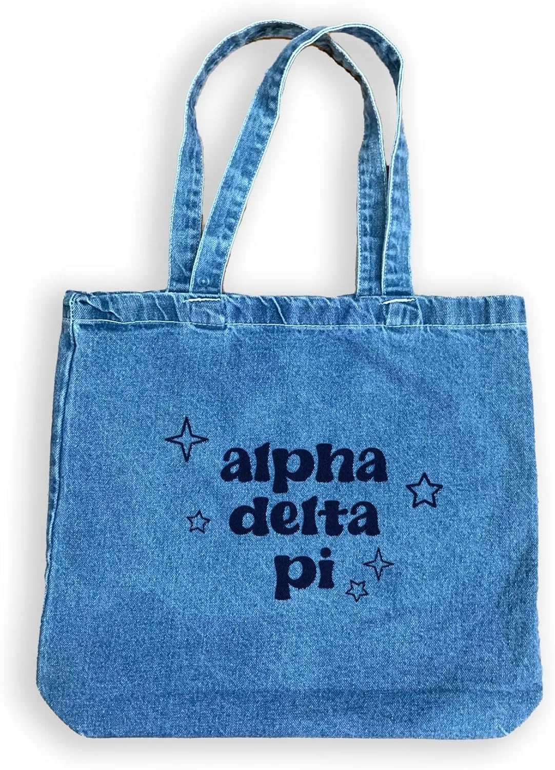 Denim Tote Bag - Retro Vibe Sorority Tote with Name and Stars Design
