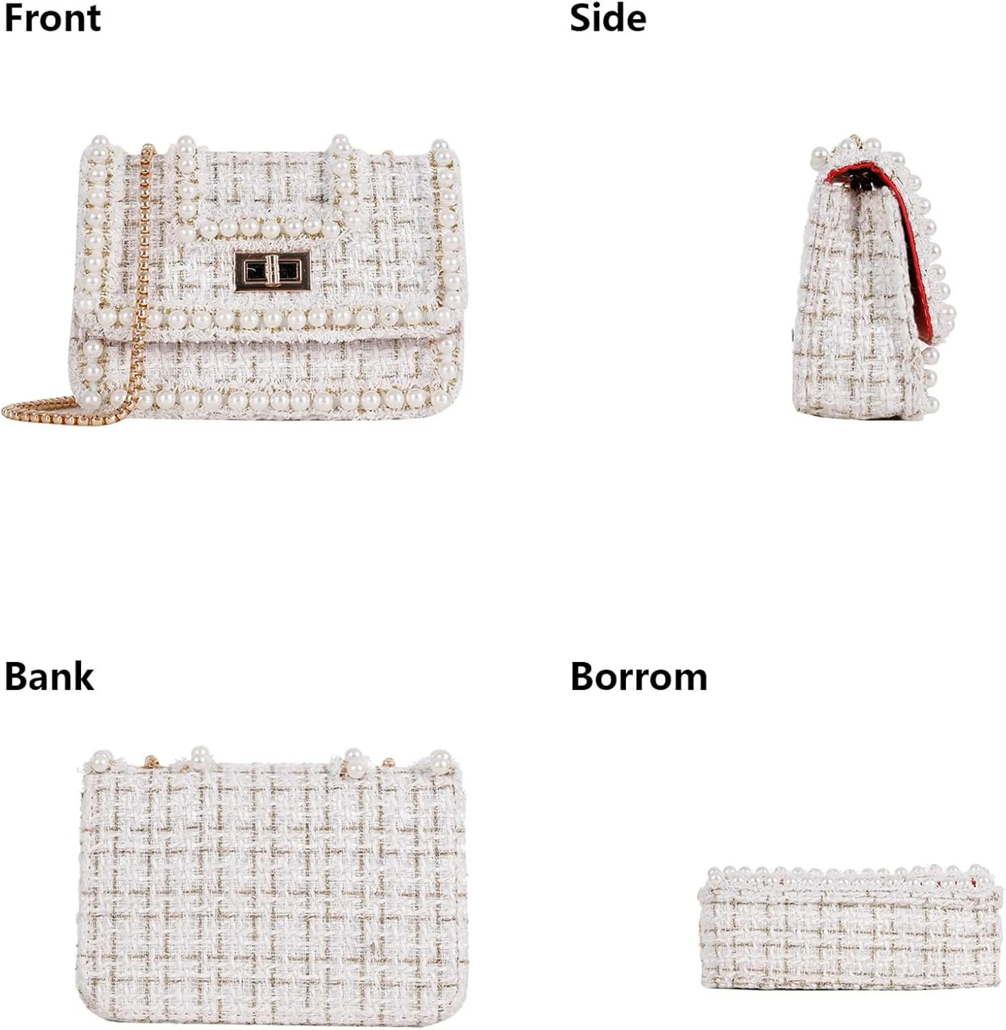 Designer Crossbody Bags for Women Leather Quilted Shoulder Tweed Purses Clucth Small Top Handle Handbag Evening Bags