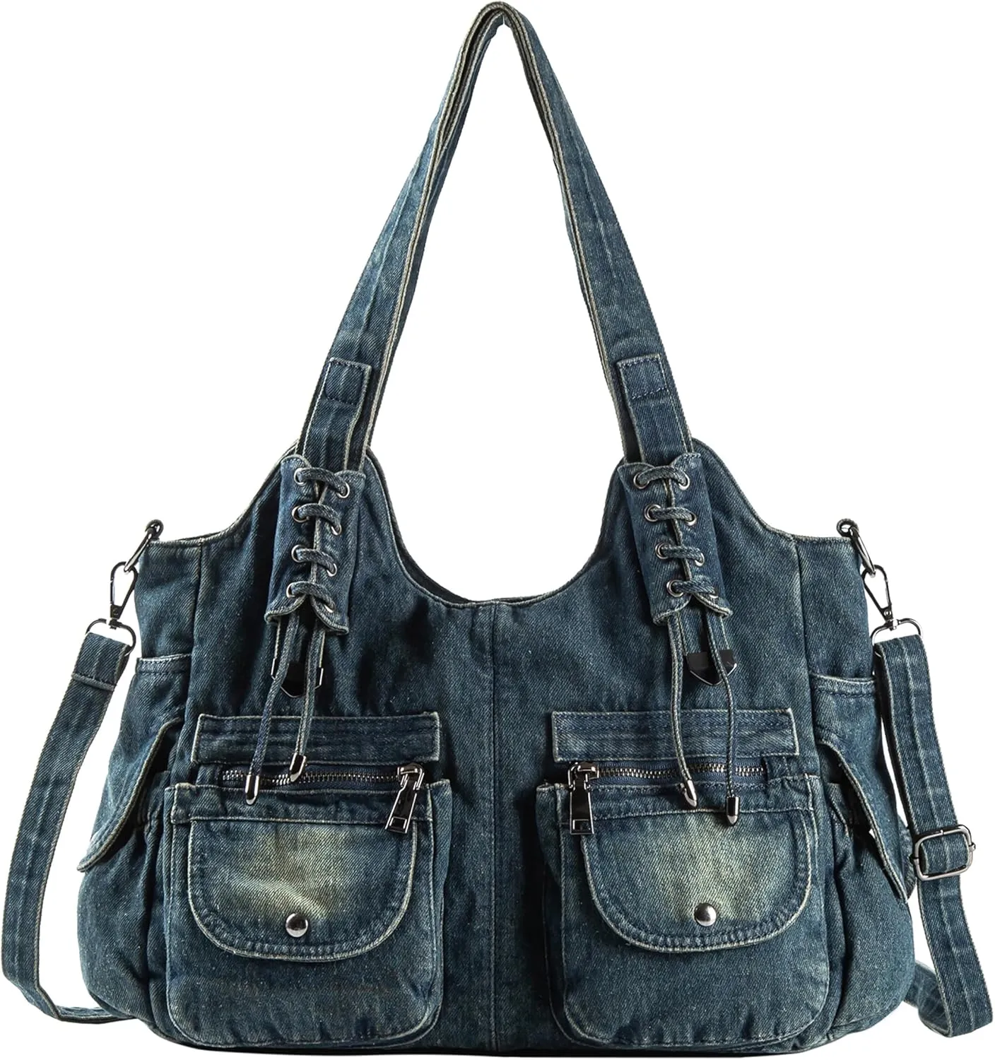 Designer Denim Handbags for Women Hobo Tote Bag Crossbody Denim Purses Blue Jean Shoulder Bag
