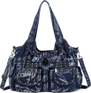 Designer Denim Handbags for Women Hobo Tote Bag Crossbody Denim Purses Blue Jean Shoulder Bag