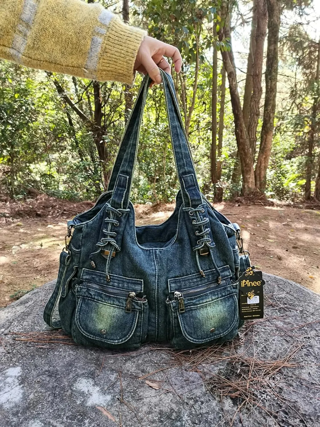 Designer Denim Handbags for Women Hobo Tote Bag Crossbody Denim Purses Blue Jean Shoulder Bag