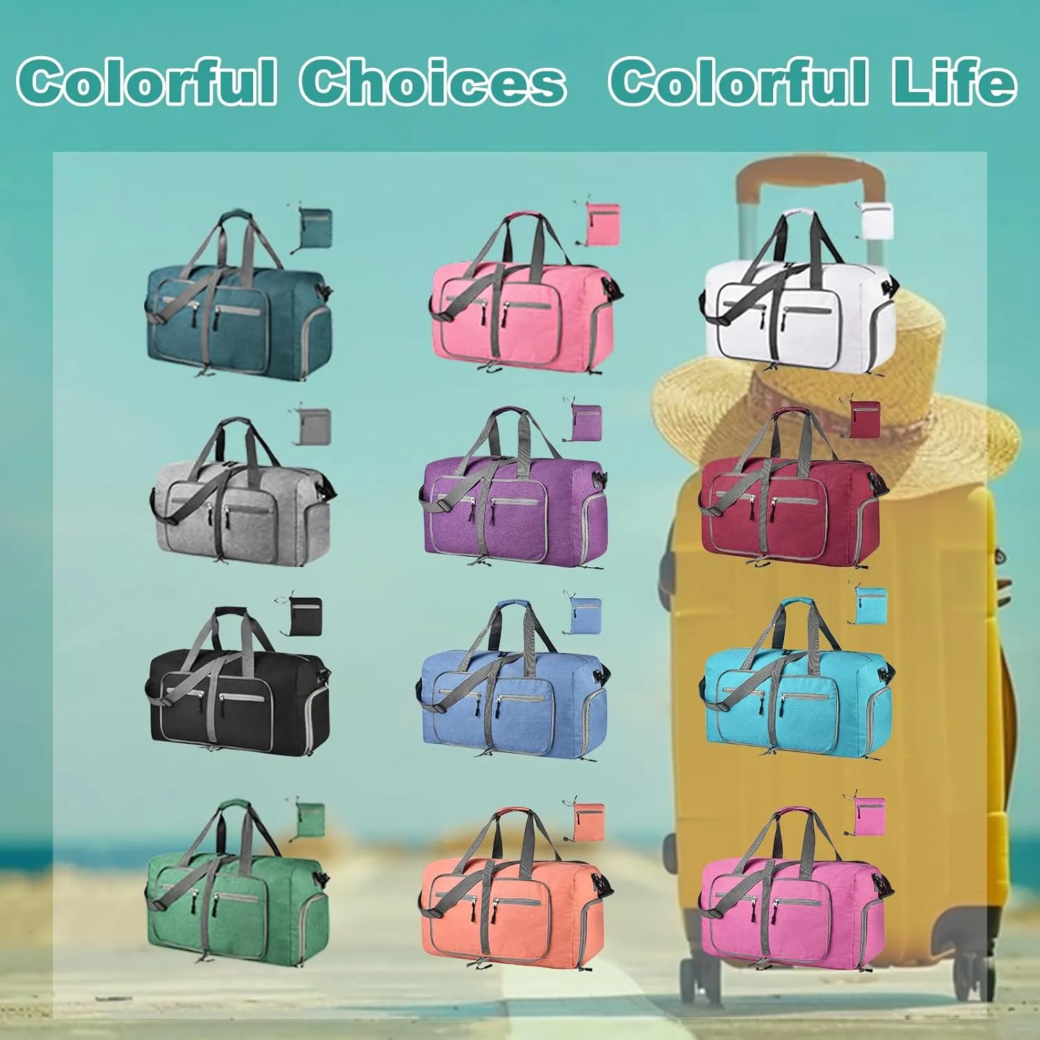 Dimayar 85L Travel Duffle Bag for Men Women - Foldable Duffel Bag with Shoes Compartment - Overnight Bags Waterproof & Tear Resistant(Green)