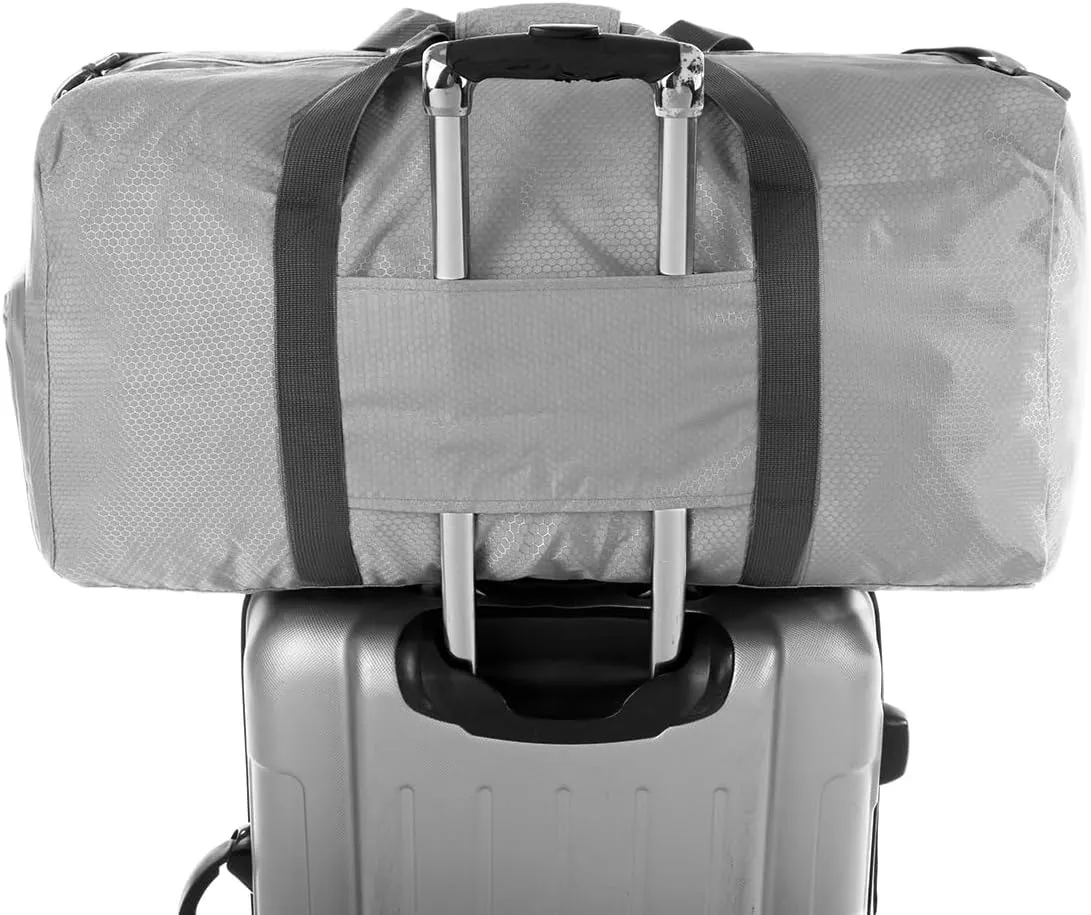 Dimayar Travel Duffle Bag for Men Women - Foldable Duffel Bag with Shoes Compartment - Overnight Bags Waterproof & Tear Resistant(40L,Space Gray)