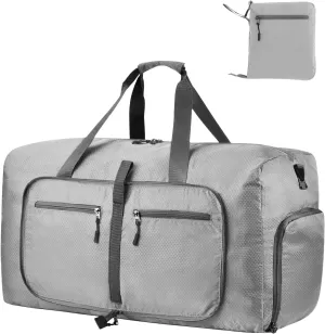 Dimayar Travel Duffle Bag for Men Women - Foldable Duffel Bag with Shoes Compartment - Overnight Bags Waterproof & Tear Resistant(40L,Space Gray)