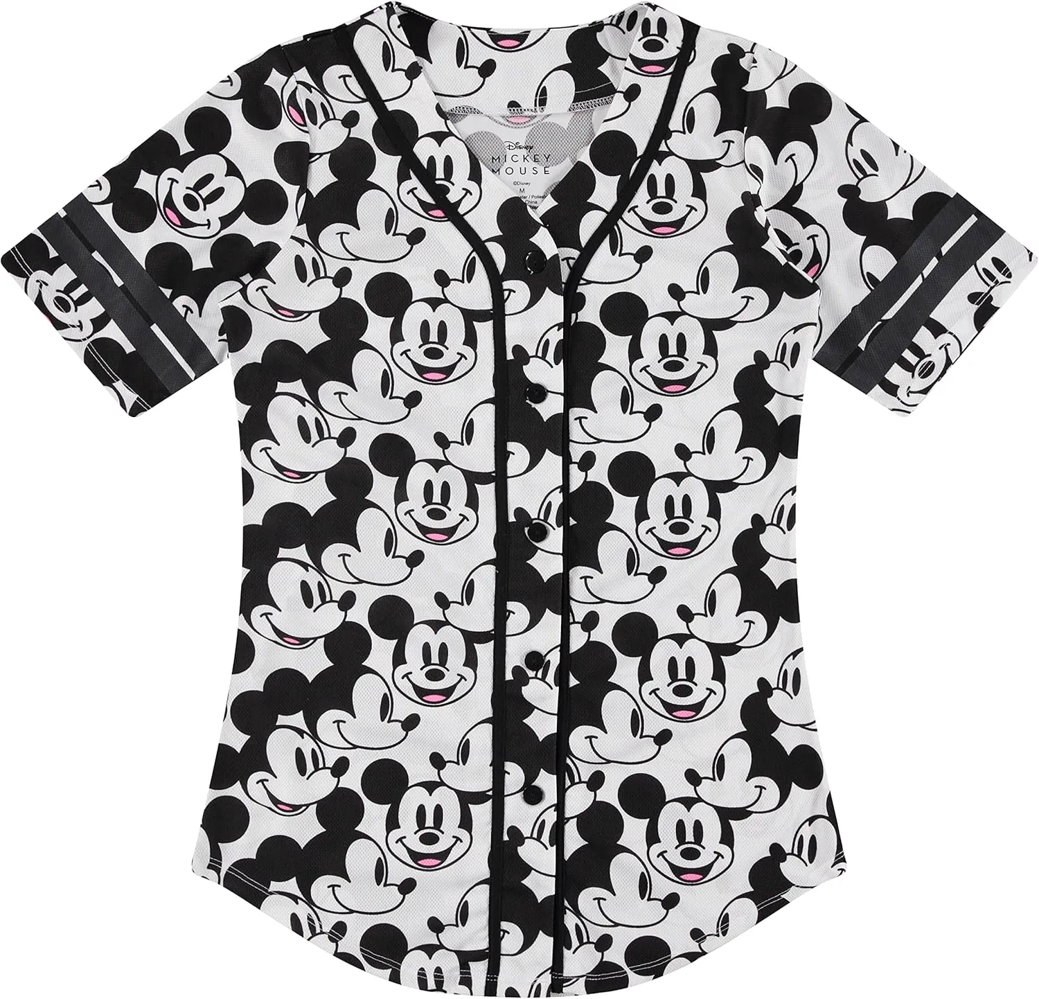 Disney Ladies Mickey Mouse Fashion Shirt - Mickey & Minnie Mouse Baseball Jersey Mickey Mouse Button Down Baseball Jersey