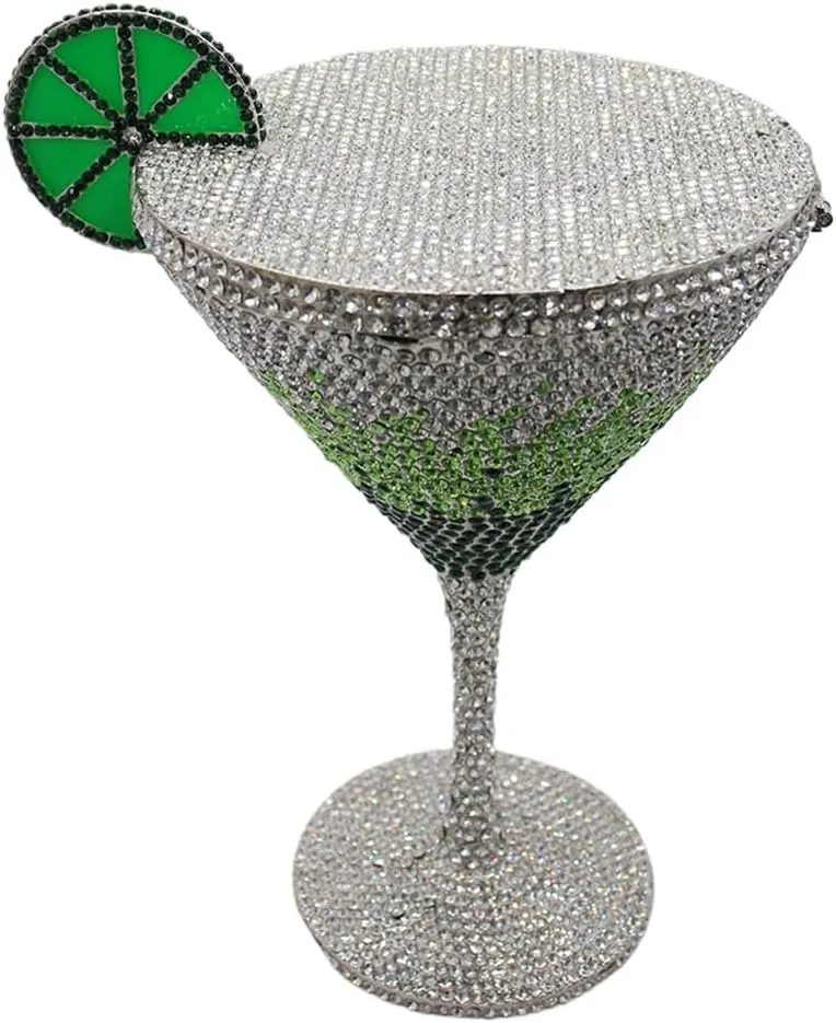 DJBM Women Twinkling Rhinestone Clutch Purse Chic Fancy Cocktail Cup Handbag with Chain for Evening Banquet