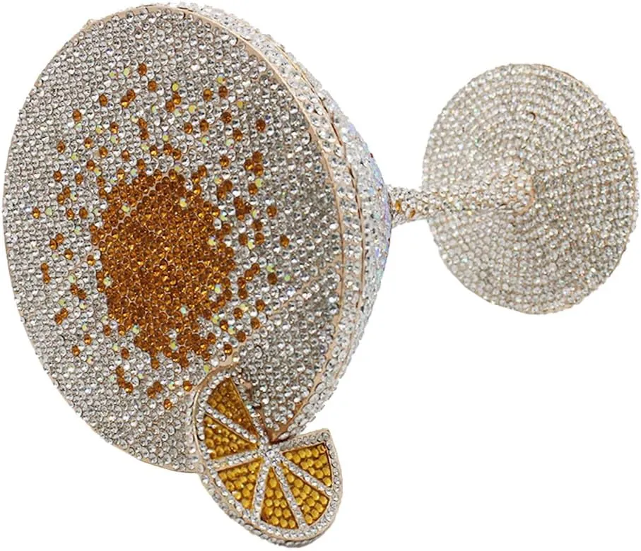 DJBM Women Twinkling Rhinestone Clutch Purse Chic Fancy Cocktail Cup Handbag with Chain for Evening Banquet