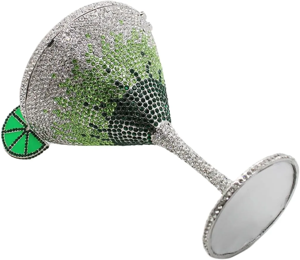DJBM Women Twinkling Rhinestone Clutch Purse Chic Fancy Cocktail Cup Handbag with Chain for Evening Banquet