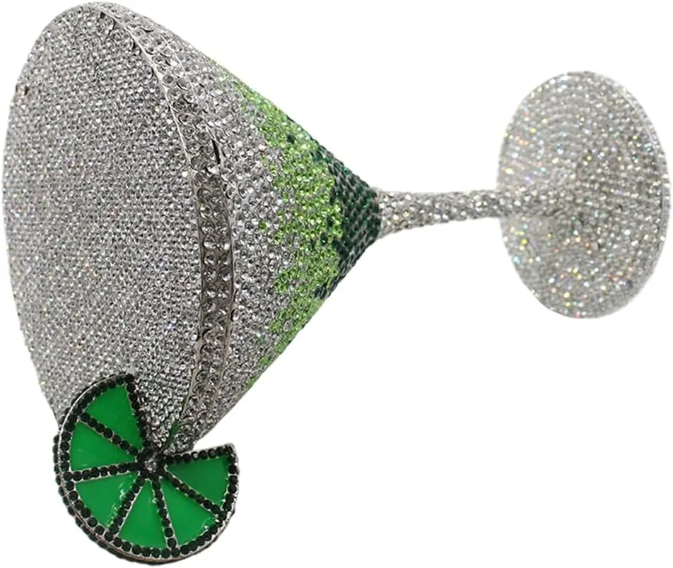 DJBM Women Twinkling Rhinestone Clutch Purse Chic Fancy Cocktail Cup Handbag with Chain for Evening Banquet