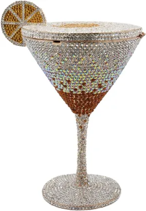 DJBM Women Twinkling Rhinestone Clutch Purse Chic Fancy Cocktail Cup Handbag with Chain for Evening Banquet