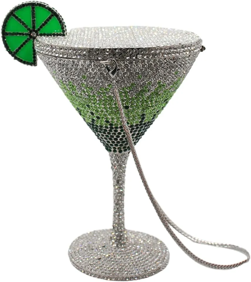 DJBM Women Twinkling Rhinestone Clutch Purse Chic Fancy Cocktail Cup Handbag with Chain for Evening Banquet