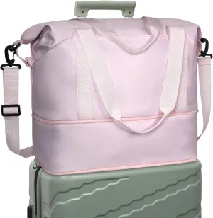 DMLuna Travel Duffel Bag, Tote Sports Gym Bag, Shoulder Overnight Weekender Bag for Women & Men, Hospital bag, Expandable Duffel Bag with Trolley Sleeve/Wet Pocket
