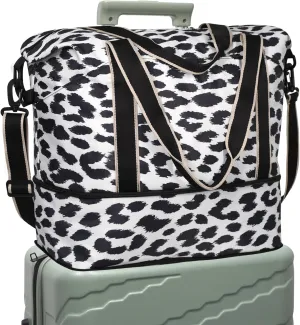DMLuna Travel Duffel Bag, Tote Sports Gym Bag, Shoulder Overnight Weekender Bag for Women & Men, Hospital bag, Expandable Duffel Bag with Trolley Sleeve/Wet Pocket
