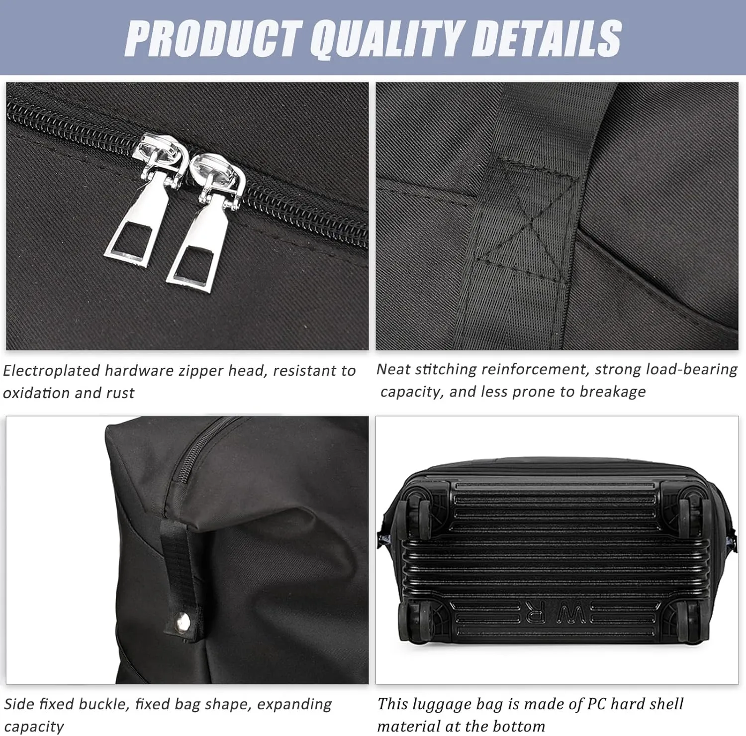 DOJUNS Duffle Bag with Wheels,Foldable Duffle Bag for Travel,Large Suitcases with Wheels,Foldable Travel Bag,Expandable Luggage,Carry on Luggage for Women Men (Black)
