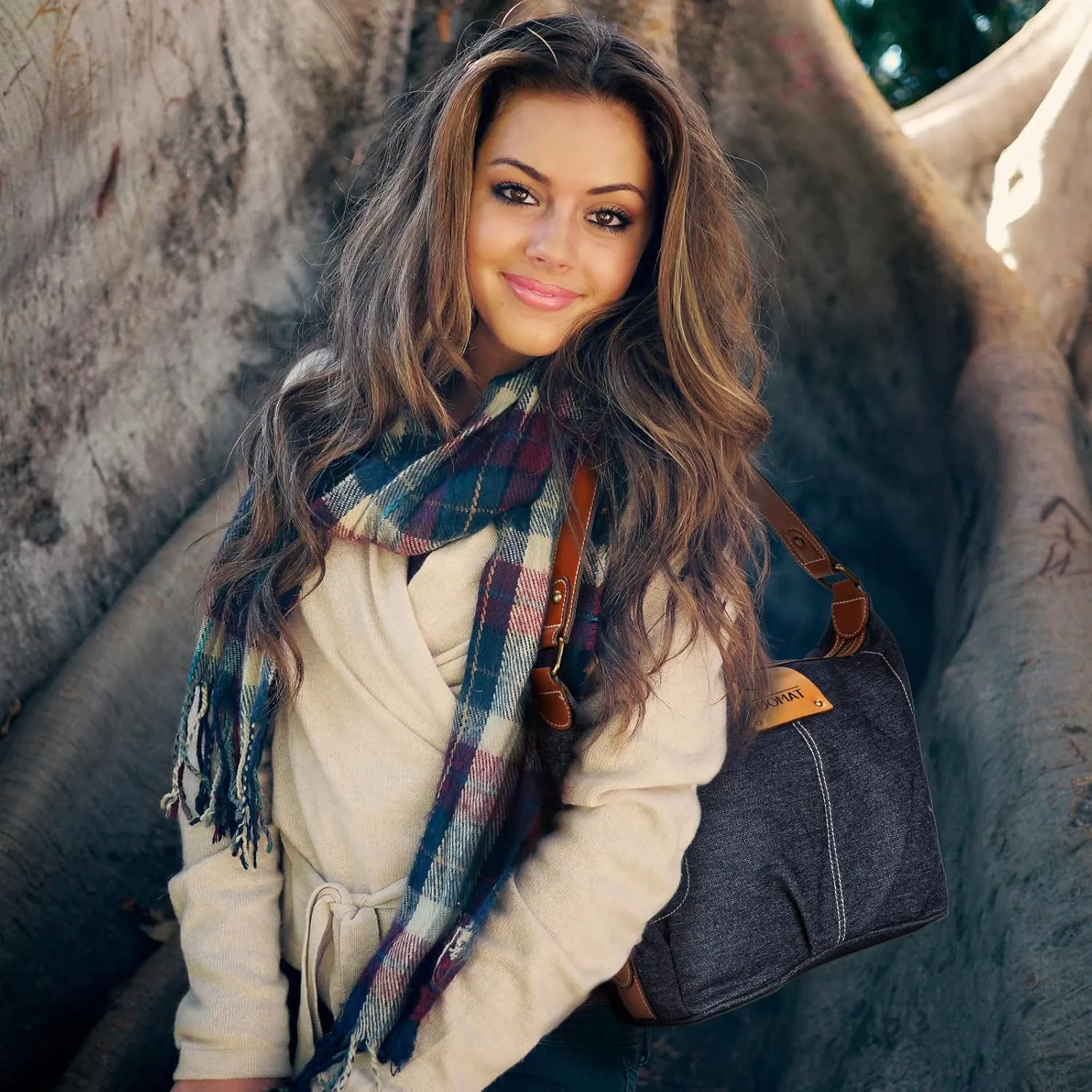 DOMAT Shoulder Bag For Women＆Men,Casual Handbag With Leather Trim,Large Capacity Hobo Tote Bag For Daily Use