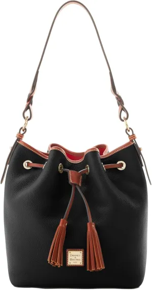 Dooney & Bourke Bucket Bags for Women, Pebble Grain Tasha Large Leather Shoulder Bag with Drawstring Cinch Closure