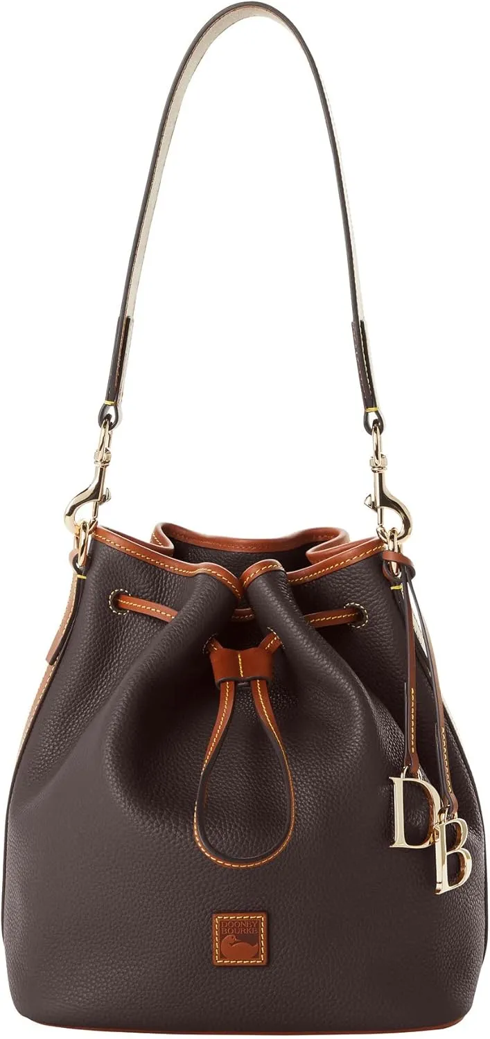 Dooney & Bourke Women's Drawstring in Pebble Grain Leather, Large Sized Handbag with Drawstring Closure, Brown Tomorrow