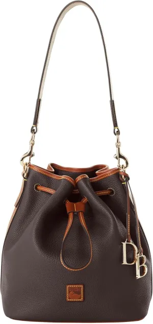 Dooney & Bourke Women's Drawstring in Pebble Grain Leather, Large Sized Handbag with Drawstring Closure, Brown Tomorrow