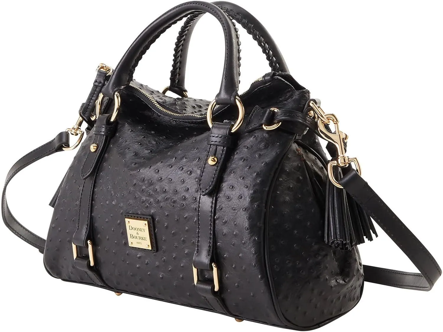Dooney & Bourke Women's Ostrich Satchel in Textured Italian Leather, Large Handbag with Adjustable, Detachable Shoulder Strap