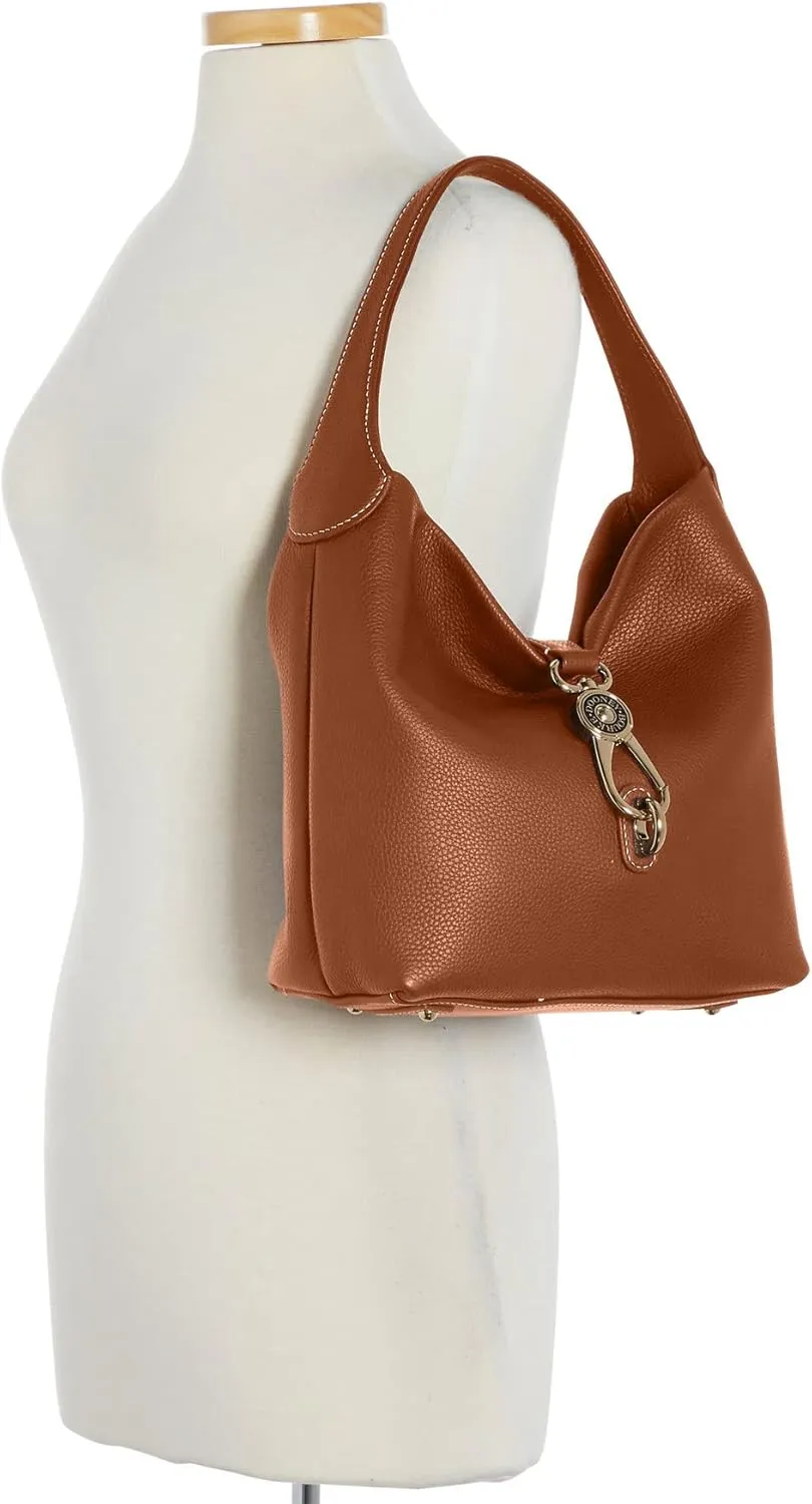 Dooney & Bourke Women's Small Logo Lock Sac Shoulder Bag in Pebble Grain Leather, with Signature Logo Lock Closure