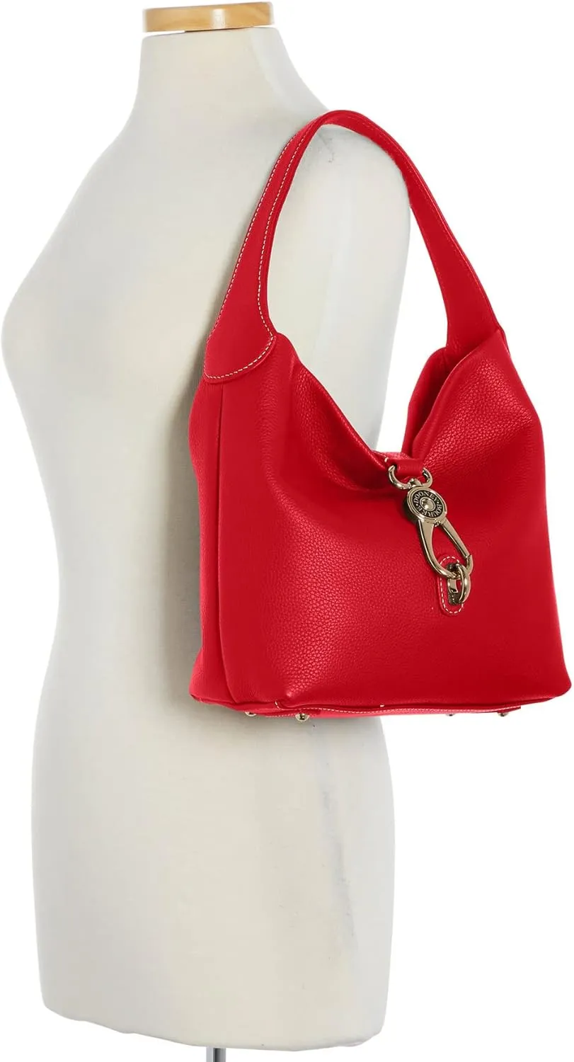 Dooney & Bourke Women's Small Logo Lock Sac Shoulder Bag in Pebble Grain Leather, with Signature Logo Lock Closure