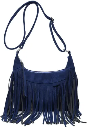 Downupdown Fringe Crossbody Bag for Women Vintage Suede Hobo Purse Handbags Shoulder Bag Bohemian Messenger Bags Zip Satchel