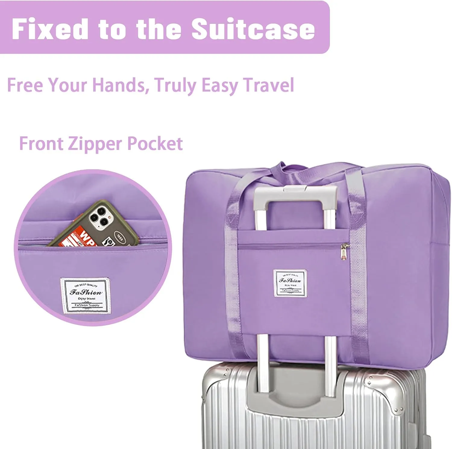 Duffel Bags for Traveling Women Sports Gym Tote Bag Water Resistant Travel Carry on Duffel Bag Weekend Overnight Bag (Purple)