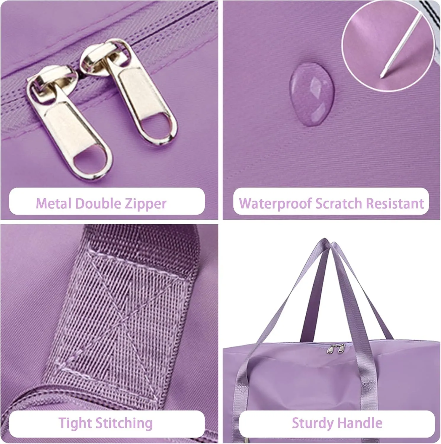 Duffel Bags for Traveling Women Sports Gym Tote Bag Water Resistant Travel Carry on Duffel Bag Weekend Overnight Bag (Purple)