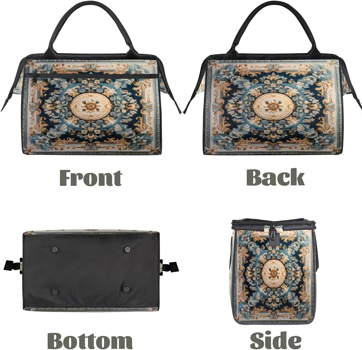 Duffel Bags Gym Bag for Women Men, Travel Duffel Bag with Trolley Sleeve, Waterproof Sports Gym Bag Weekender Overnight Bag Carry On Tote Bag for Gym Travel Sport, Carpet Style Flowers Patterns
