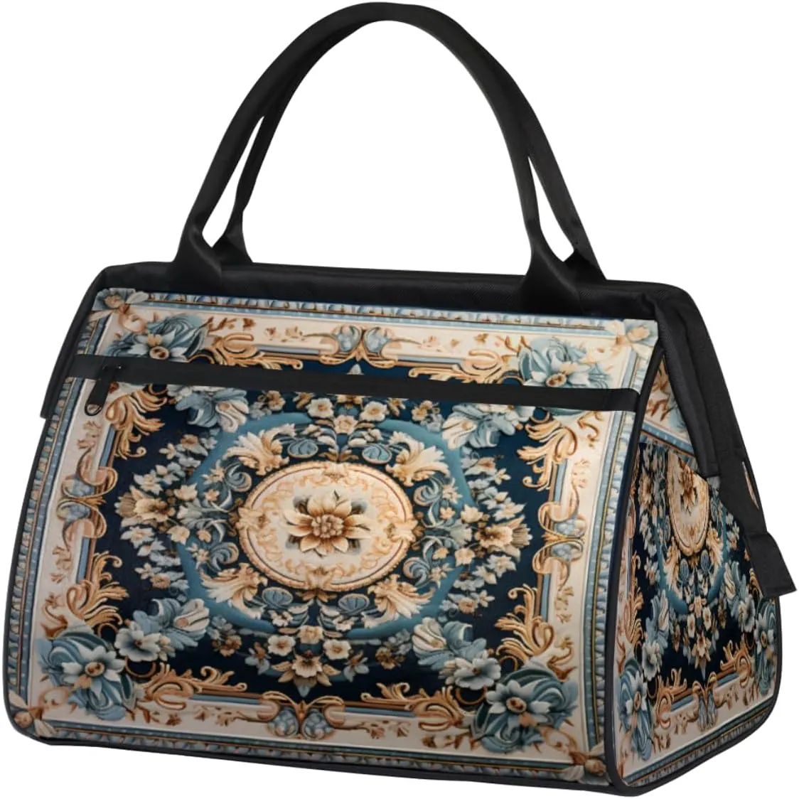 Duffel Bags Gym Bag for Women Men, Travel Duffel Bag with Trolley Sleeve, Waterproof Sports Gym Bag Weekender Overnight Bag Carry On Tote Bag for Gym Travel Sport, Carpet Style Flowers Patterns