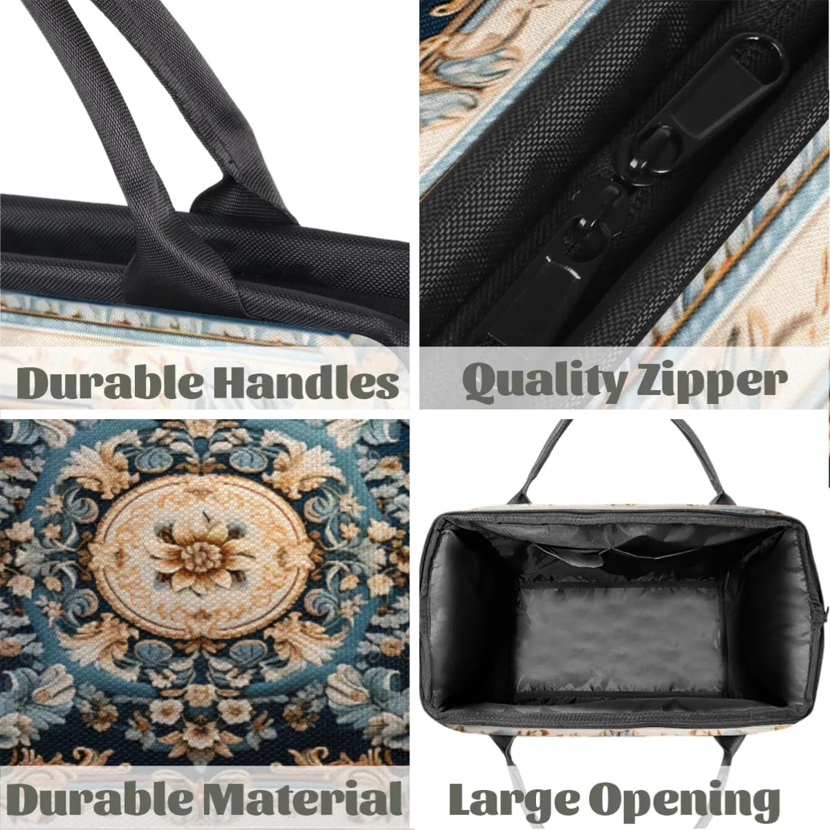 Duffel Bags Gym Bag for Women Men, Travel Duffel Bag with Trolley Sleeve, Waterproof Sports Gym Bag Weekender Overnight Bag Carry On Tote Bag for Gym Travel Sport, Carpet Style Flowers Patterns