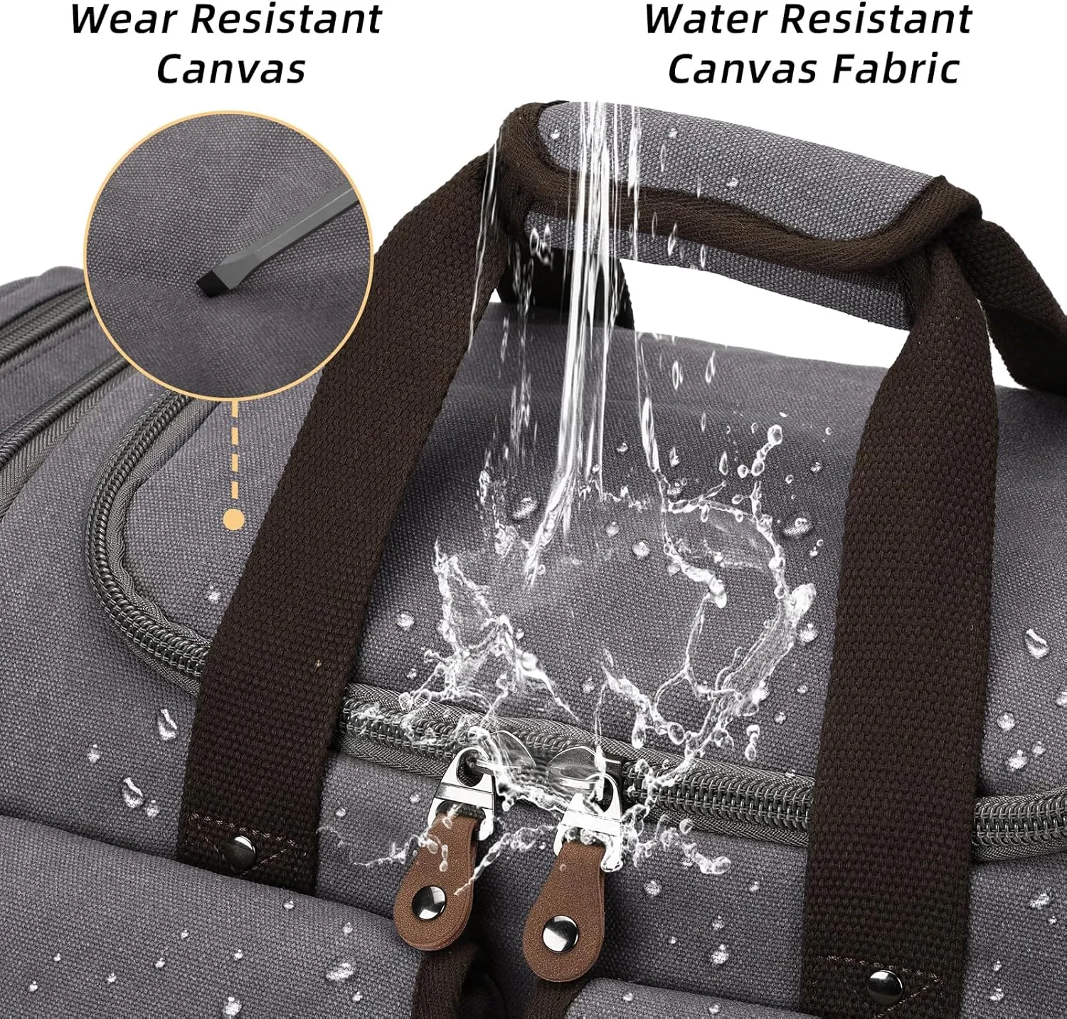 Duffle Bag for Travel, Expandable Waterproof Overnight Weekender Gym Carry On Bag 50L Canvas Duffel Bags with Suitcase Handle Sleeve for Men Women(Grey)