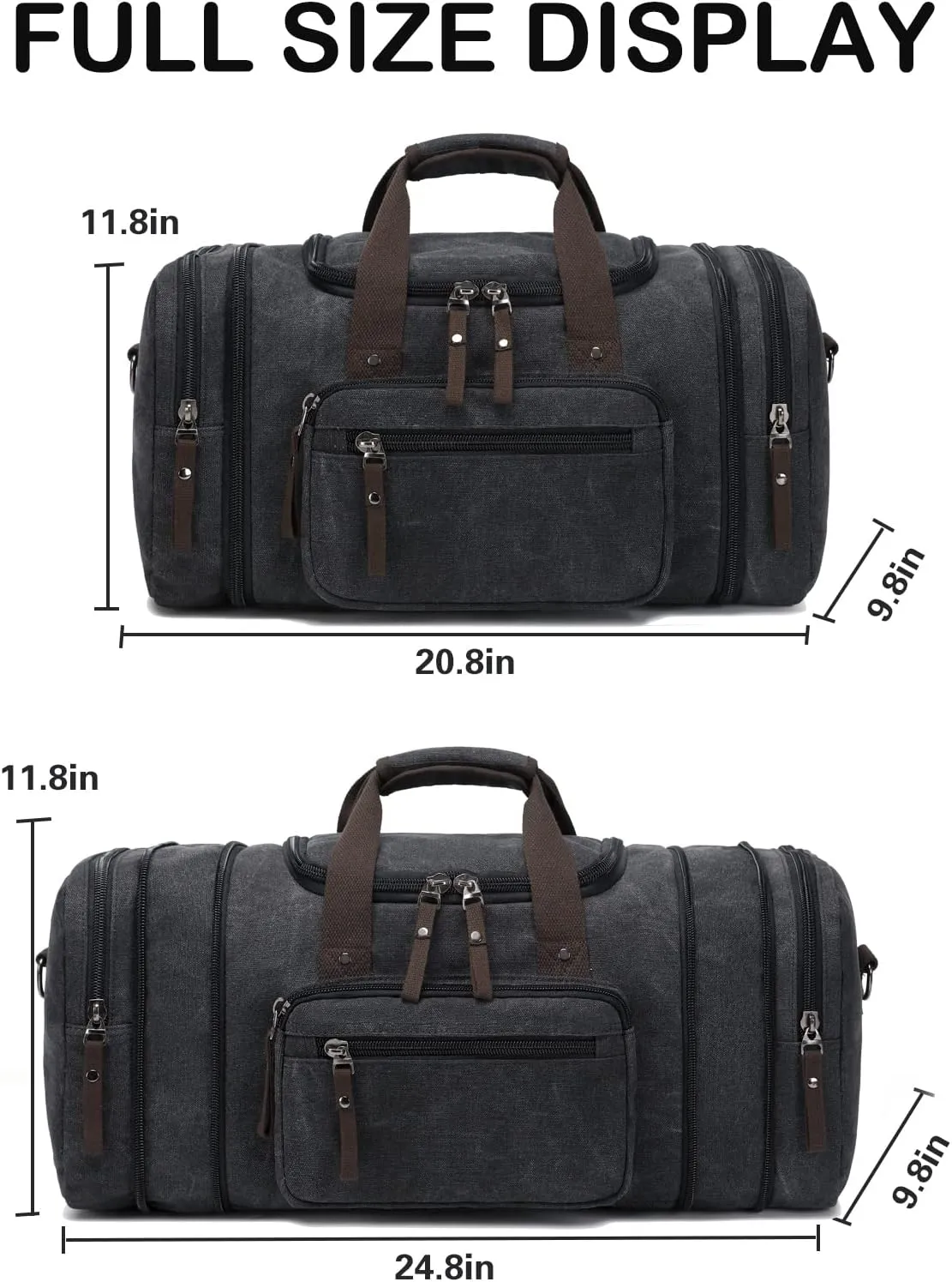 Duffle Bag for Travel SunBorls Expandable 24.8in Overnight Weekend Bag Holds 50L of Everyday Personal Items Carry on