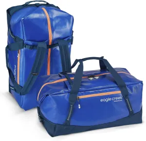 Eagle Creek Migrate 90L Travel Backpack Duffle Bag with Tuck-Away Backpack Straps, Full-Access Wide Mouth Opening & Seamless Bottom Bathtub Construction, Mesa Blue