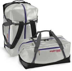 Eagle Creek Migrate 90L Travel Backpack Duffle Bag with Tuck-Away Backpack Straps, Full-Access Wide Mouth Opening & Seamless Bottom Bathtub Construction, Silver