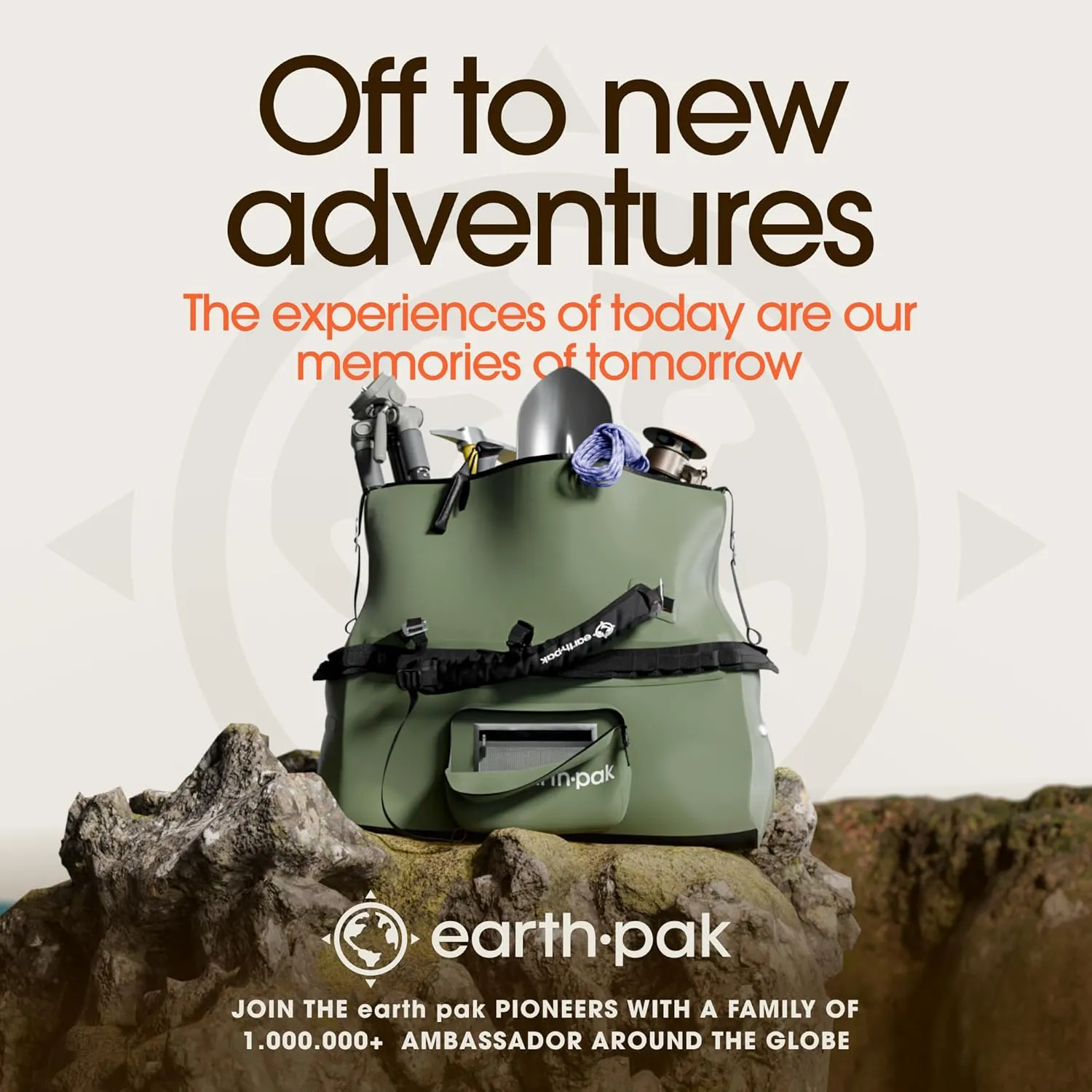 Earth Pak Waterproof Duffel Bag - Large Dry Bag, 1680D TPU, Heavy Duty, Camping & Marine Dry Bag, 8x8 Popout Pocket