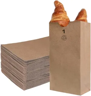 EcoQuality 100 Mini Brown Kraft Paper Bag (1 lb) Small - Paper Lunch Bags, Small Snacks, Gift Bags, Grocery, Merchandise, Party Bags (3 1/2 x 2 3/8 x 6 7/8) (1 Pound Capacity)