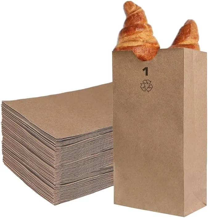 EcoQuality 100 Mini Brown Kraft Paper Bag (1 lb) Small - Paper Lunch Bags, Small Snacks, Gift Bags, Grocery, Merchandise, Party Bags (3 1/2 x 2 3/8 x 6 7/8) (1 Pound Capacity)