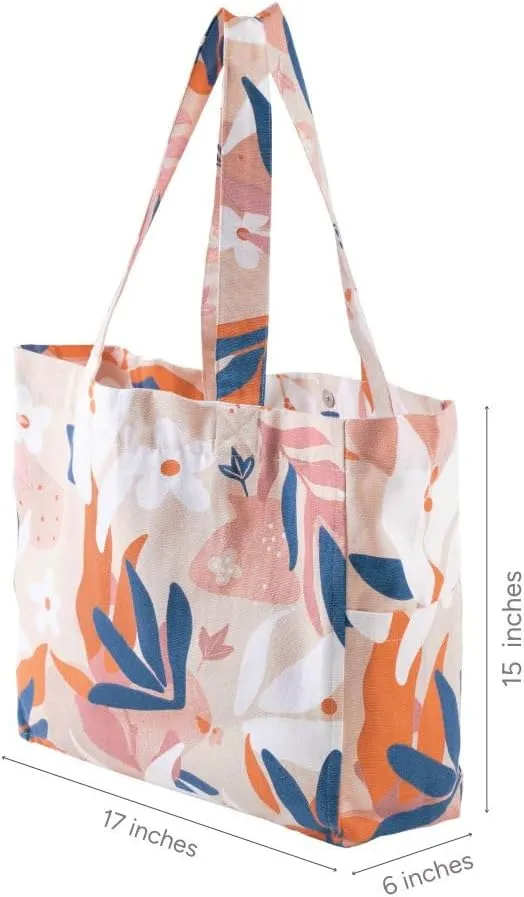 Ecoright Aesthetic Canvas Tote Bag for Women Large Zipper Tote Bags with Pocket, Womens Tote Bag for Yoga, Work, Beach