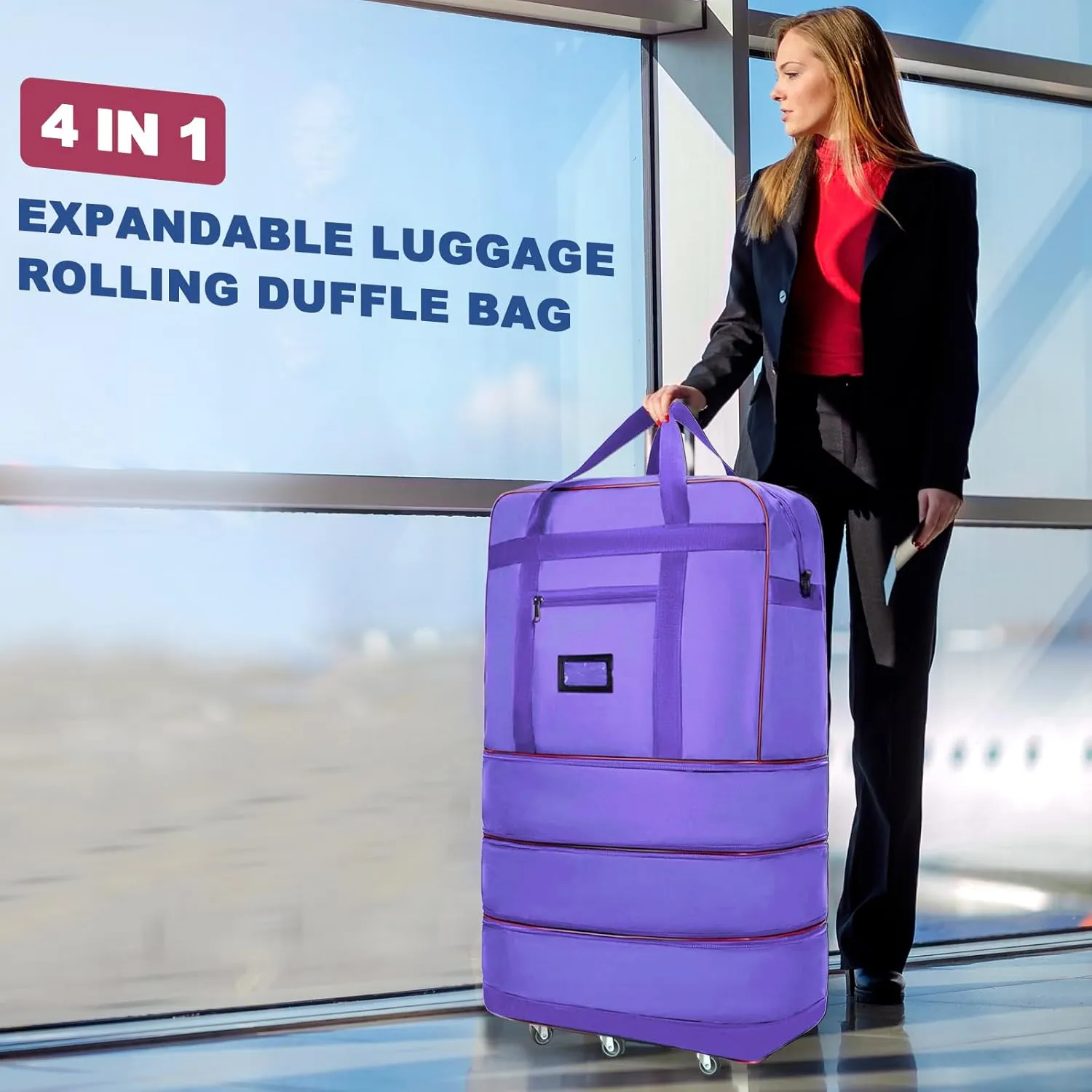 ELDA Expandable Foldable Suitcase Luggage with Universal Wheels Rolling Travel Bag Duffel Bag for Men Women Large Capacity Lightweight Luggages