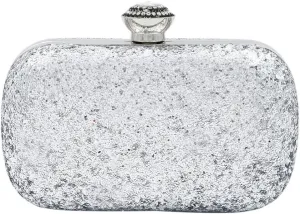 Elegant Glitter Flakes Sequin Hard Clutch Rhinestones Top Evening Bag - 4 Colors