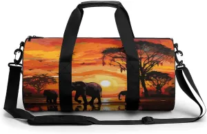 Elephant Pictures Gym Bag Travel Waterproof Duffel Bag Carryon Overnight Bags Tote Bags for Sports